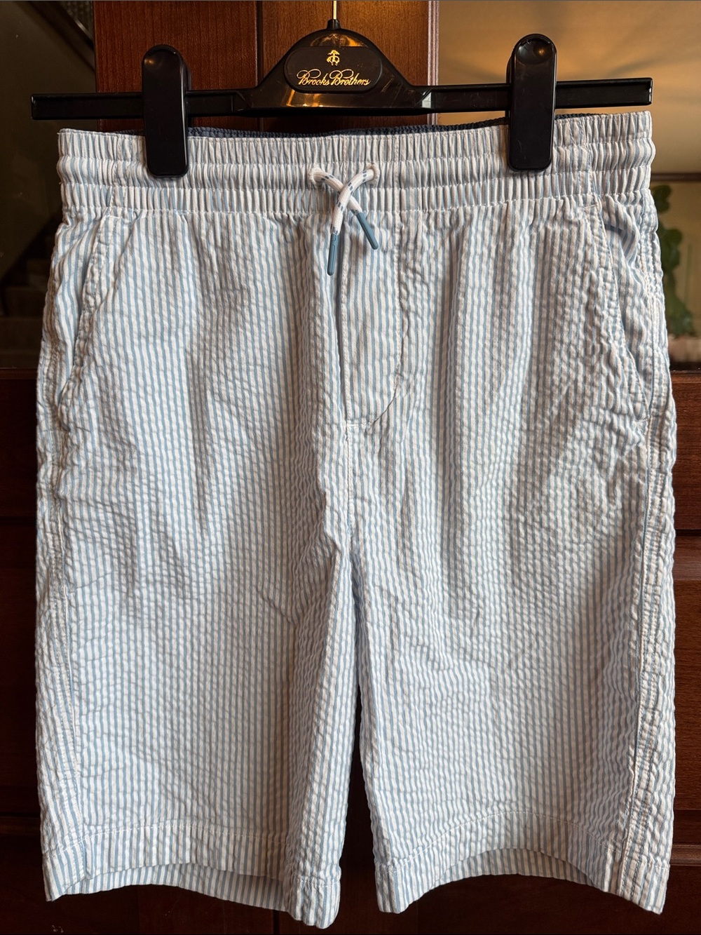 Kids Light Blue Seersucker Shorts